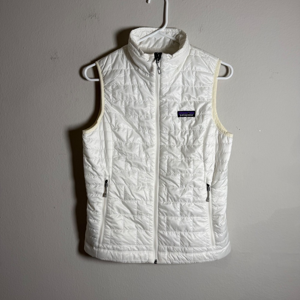 Patagonia Womens Nano‎ Puff Vest White Quilted Full Zip Insulated Small S
